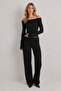 Women's Madonna Collar Draped Long Sleeve Stretch Fabric Stylish Blouse - 2