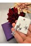 Zircon Stone Silver Color Eye Charm Steel Earrings - 3