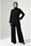 Star Detailed Tunic Pants Hijab Double Set 0358-01 Black