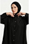 Shirt Collar Buttoned Hijab Double Set 2303-05 Black - 3