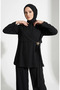 Star Detailed Tunic Pants Hijab Double Set 0358-01 Black - 3