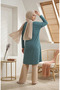 Comfortable Cut Striped Seasonal Tunic Plus Size No Show through 8778-02 Petrol - 6