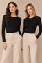 Women's 2-Piece Crew Neck Long Sleeve Modal Cotton Flexible Undershirt Black