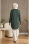 Comfortable Cut Striped Seasonal Tunic Plus Size No Showersigning Effect 8778-04 Green - 6