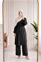 Fergül Hakim Collared Tunic Long Pants Set-Ey963 Black