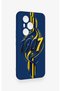 Honor 400 Pro Compatible Yellow Navy Blue Ivy Patterned Silicone Case - 3