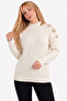 Women's Shellfish Starfish Detailed Crew Neck Knitwear Sweater Ecru