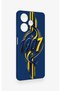 Infinix Hot 30 Compatible Yellow Navy Blue Ivy Patterned Silicone Case - 4
