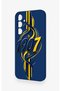 Samsung A35 Compatible Yellow Navy Blue Ivy Patterned Silicone Case - 4