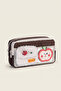 Relaxion 310 Double Zipper Large Volume Apple Patterned Brown Pen Holder - 2