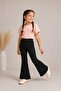 2-Piece Girls' Stone Detailed Spanish Flare Pants – Beige & Black - 6