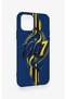 iPhone 11 Pro Compatible Yellow Navy Blue Ivy Patterned Silicone Case - 3