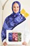 Patterned Wrinkled Textured Soft Shawl Package Olla (Navy Blue-Soft Green-Burgundy)