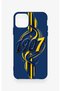 iPhone 11 Pro Max Compatible Yellow Navy Blue Ivy Patterned Silicone Case - 2