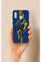 Samsung A20-A30 Compatible Yellow Navy Blue Ivy Patterned Silicone Case