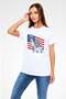 Statue of Liberty and American Flag Printed T-Shirt - 3