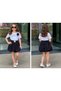 Girl's Skirt and Blouse Set Black and White Stylish Daily Combination with Balloon Skirt - 3