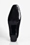 Women's Suede Heeled Shoes Square Toe Thick Heel Savel Black - 5