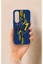 Vivo V70 Fe 5g Compatible Yellow Navy Blue Ivy Patterned Silicone Case