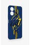 Vivo Y16 Compatible Yellow Navy Blue Ivy Patterned Silicone Case - 3