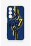 Samsung S23 Compatible Yellow Navy Blue Ivy Patterned Silicone Case - 2