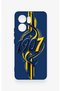 Oppo Reno 13F Compatible Yellow Navy Blue Ivy Patterned Silicone Case - 2