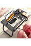 Foldable Laptop Stand Table for Bed, Adjustable Portable Notebook Desk with Ergonomic Tilted Desktop, Side Tray and Cup Holder, Strong Metal Frame, Compact Space-Saving Design for Studying, W - 3