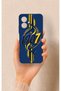 Tecno Spark Go 2 Compatible Yellow Navy Blue Ivy Patterned Silicone Case