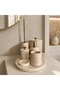 Beige Marble Seven-Piece Bathroom Set with Metal Fittings