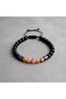 Brown Tan Leather and Matte Onyx Natural Stone 2-Piece Combination Men's Bracelet Set - 5
