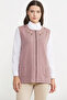 Zippered Wool Knitwear Vest with Embroidery Detail - Rose