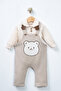 Baby Boy Waffle Salopet Set with Teddy Bear, Cotton Daily Combination Baby Set, 6-24 Months - 2