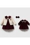 Baby Girl Velvet Dress, Knitwear Cardigan and Bandana 3-Piece Stylish Set - 2