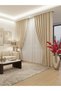 Sahra Bej 3-0057 V2 1/3 Pleated Background Curtain Apm