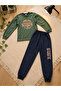 Kapı 100% Cotton Boys' Pajama Set Khaki Green Navy Blue Sporty Stylish Model Soft Comfortable Daily Use - 2
