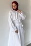 Stone Embellished Hijab Dress with Elastic Waist Belt Detail - 3