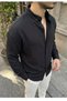Men's Slim Fit Slim-Cut Long Sleeve Cotton Oxford Müslüm Texture Easy-Iron Button-Down Collar Shirt