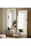 VooBang Round Corner Mirror Full Length, 165 x 60 cm Floor Mirror with Stand, Matte Aluminum Alloy Frame Full Body Mirror, Standing Hanging or Leaning for Bedroom and Living Room,Gold