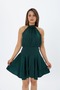 Short Satin Dress with Tie at the Neck - 4