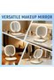 LED Makeup Mirror 3 Color Lighting Touch Control Rechargeable Vanity Mirror Cosmetic Mirror for Bedroom Bathroom with Storage Tray, 90° Rotation Travel, or as a Gift. - 5