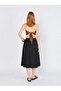 Women's Black 8155 Waist Gathered Long Skirt - 4