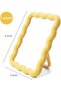 Cute Wave-Shaped Desk Vanity Makeup Mirror, Portable Aesthetic Folding Mirror for Travel, Standing/Hanging Makeup Mirror for Women & Girls, Home Décor Mirror (Yellow) - 6
