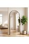 VooBang 180 x 75 cm Arched Full Length Mirror, Arch Floor Mirror Full Length with Stand, Full Body Standing Mirror for Living Room, Bedroom, Hanging or Leaning Against The Wall, Black - 2