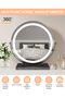 VPARTY 16 inch Large Vanity Mirror with Lights, Round LED Lighted Up Makeup Mirror, Touch Sensor with 3-Color Lighting Dimmable for Vanity Desk Tabletop, Bedroom (Black, Φ40cm) - 3