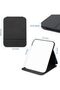 Portable Folding Mirror, 16x11cm Super HD Compact Makeup Mirror, Black PU Leather Travel Mirror, Small Mirror Free Standing Vanity, Tabletop Foldable Face Mirror for Work Desk - 2