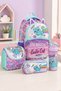 9094 Sweet Cat 4-Piece School Bag Set School Backpack Lunch Bag Pen Holder and Steel Ma