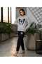 Hooded Tracksuit 2-Piece Combination Winter Shardoon Butterfly Printed Women's / Girls' Model