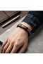 Brown and Tan Leather Combination with Black Metal Detail Men's Bracelet