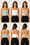 Women's Sports Bustier Thin Straps Ribbed Crop Bustier Flexible Seamless Casual Tank Top - 3