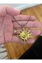 Leather Cord Steel Sun Pendant - 4